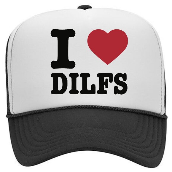 I Love DILFS Gift Gag Foam Trucker Hat Mesh Snapback Cap - Picture 1 of 2
